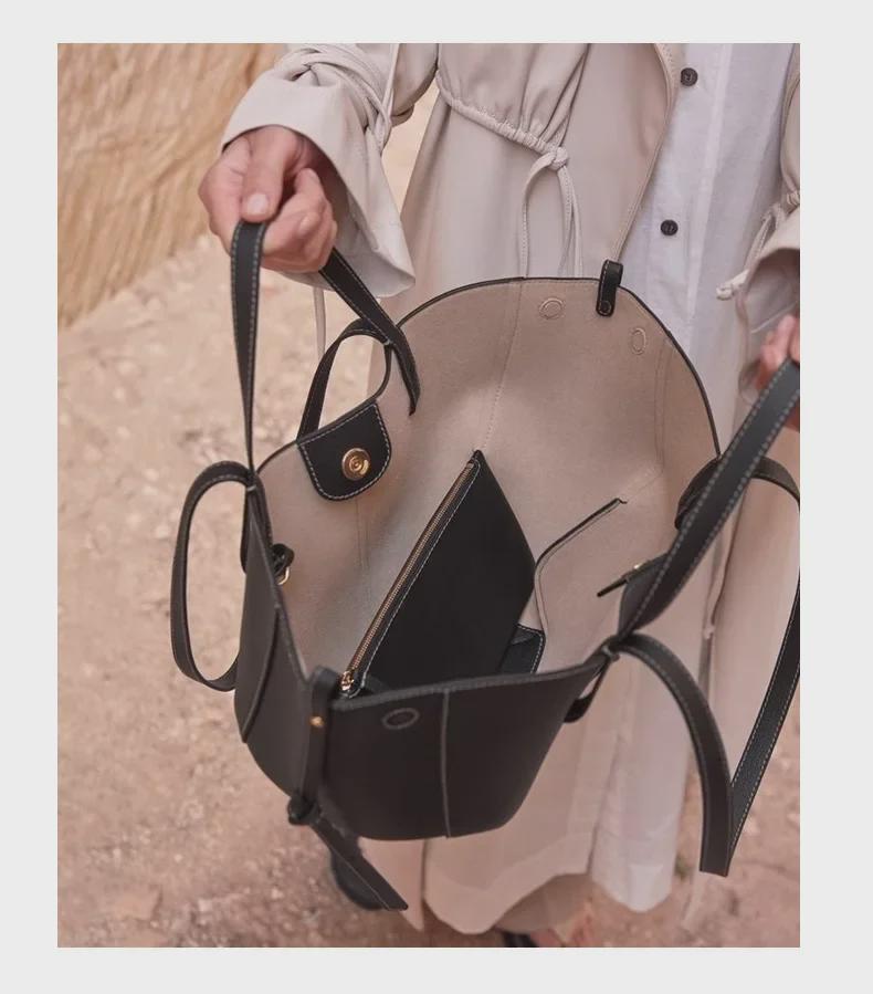 2024 Осень Натуральная Кожа Большая Вместительная Женская Сумка Через Плечо