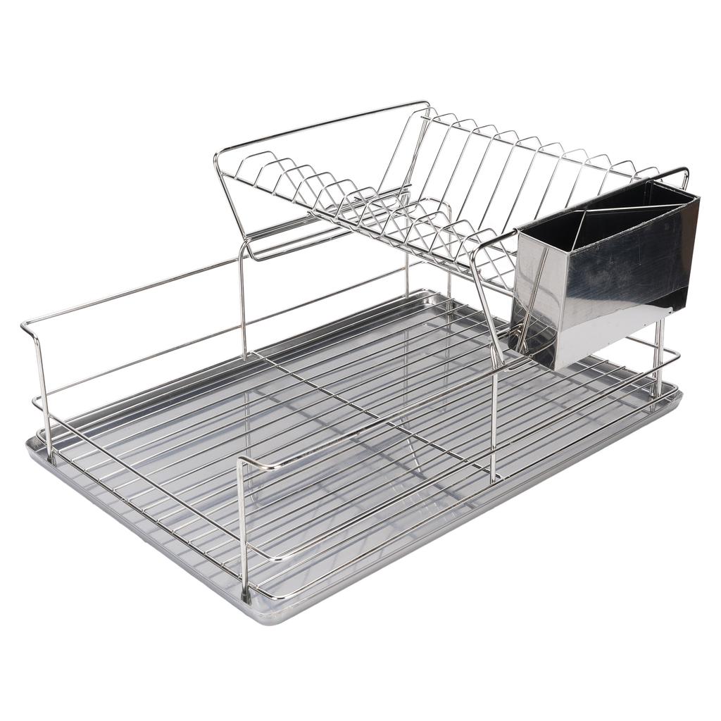 Saving Drying Rack Space Dish 2 Tier Dish Rack For Kitchen Counter Stainless Steel Dish Drainer