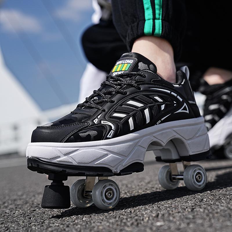 Новые взрослые и студенческие деформируемые роликовые коньки с тормозами - мужские и женские четырехколесные кроссовки для ходьбы