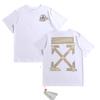Off-White Лето 2025 года, новая классическая футболка с короткими рукавами и принтом в виде стрелы горячего тиснения, желтой ленты и ткани для мужчин и женщин
