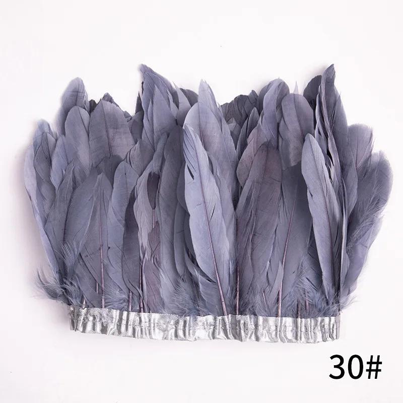 2M/Lot Real Geese Feather Fringe Ribbons Goose Feathers Trim Dyed for Dress Skirt Cloth Belt Decorative Clothing