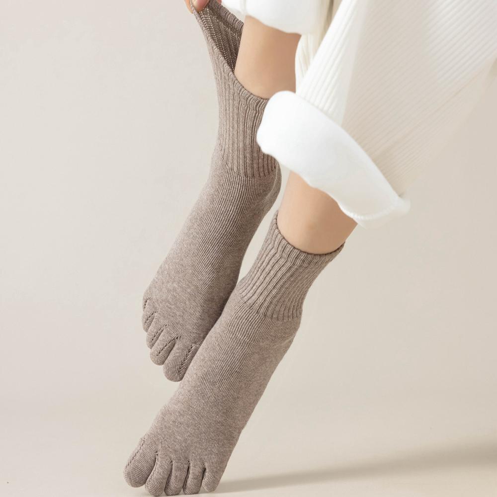 3 пары флисовых осенне-зимних носков с пальцами для женщин, толстые теплые носки с пятью пальцами, высококачественные хлопковые спортивные носки