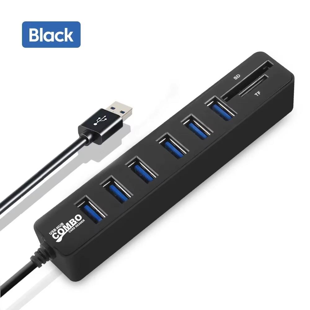 USB 2.0 Хаб 3 порта USB TF SD Картридер Мультипорт ХАБ Мульти разветвитель Адаптер для ПК Компьютера Ноутбука Macbook