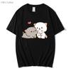 Peach Cat T-Shirts Women Funny Mochi Fashion Tshirt Peachcat Female Harajuku Tops Round Neck 100% Cotton Kawaii Tees Clothes