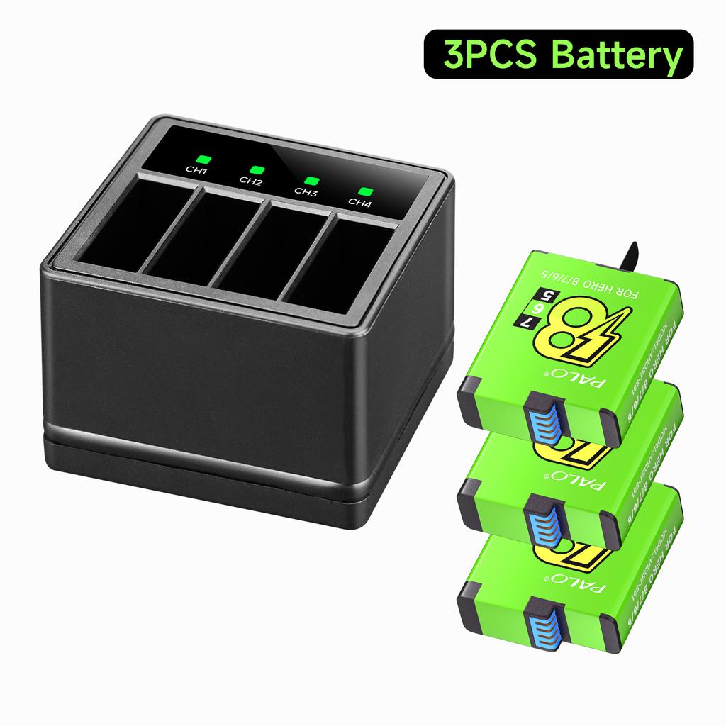 Для аккумулятора GoPro 8 7 5 6+4-солнечный светодиодный фонарик, зарядное устройство, ящик для хранения с usb-кабелем для камеры Gopro Hero 8 7 hero 5 HERO 6