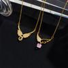 Trendy Shiny Zircon Angel Wings Choker Necklace Stainless Steel Chain Jewelry Gifts for Women Teen Girls