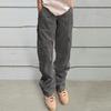 Women Cargo Pants High Waist Solid Color Loose Multi Pockets Full Length Soft Breathable Casual Streetwear Lady Trousers