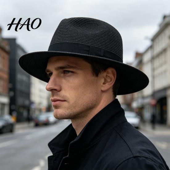 Foldable Sun Hat Men Paper Straw Hat, Breathable Wide Brim UV Protection Summer Beach for Outdoor Vacation Travel
