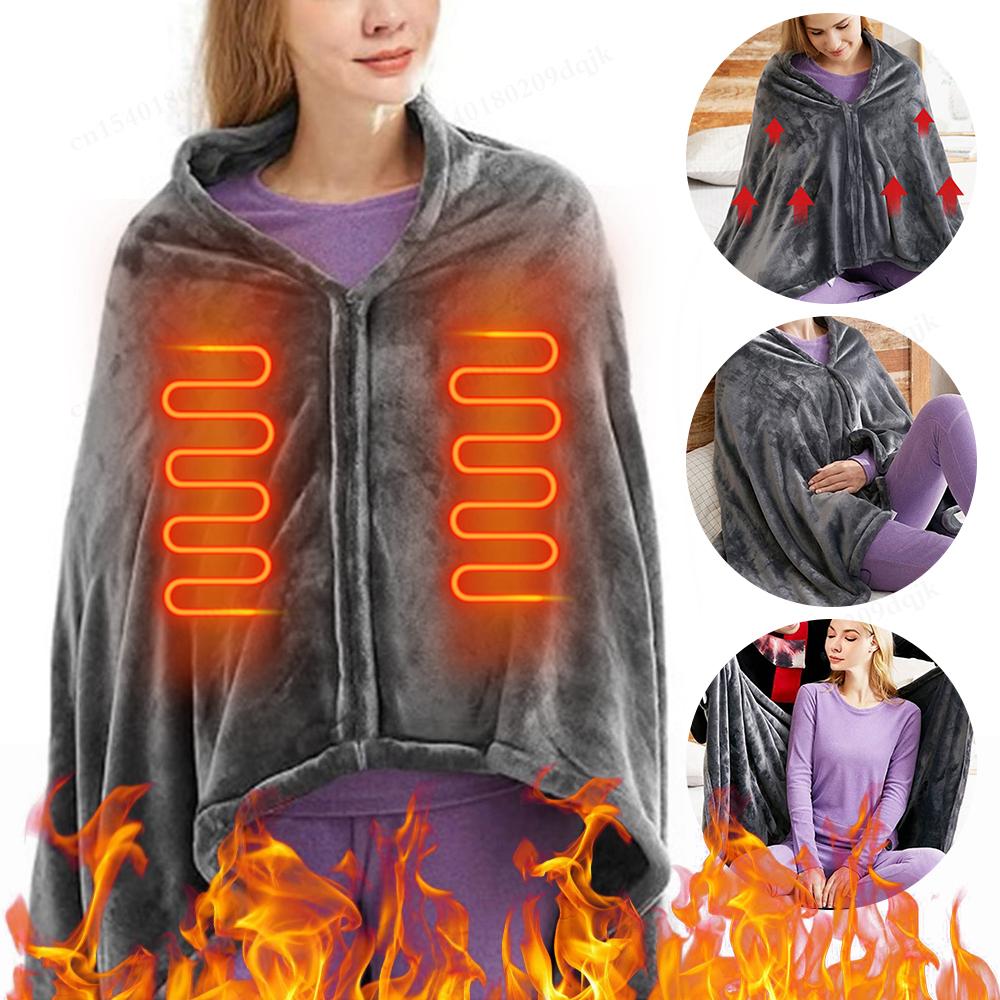 Office Wearable USB Electric Heated Blanket Washable Body Warmer Blanket Home 5v 3 Heated Level Throw Blanket 8 Heated Areas