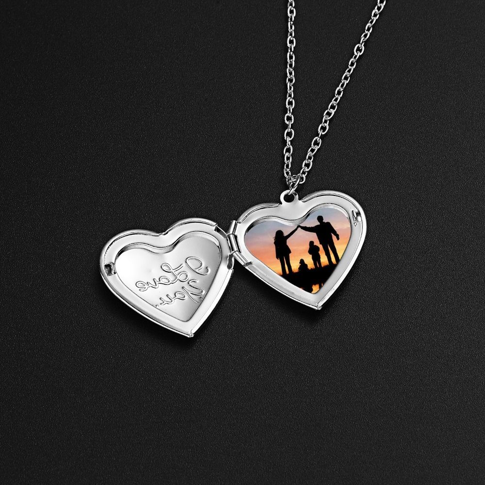 Carving Heart Shaped Family&Lovers Photo Frames Pendant Photo Picture Locket DIY Necklace Necklaces