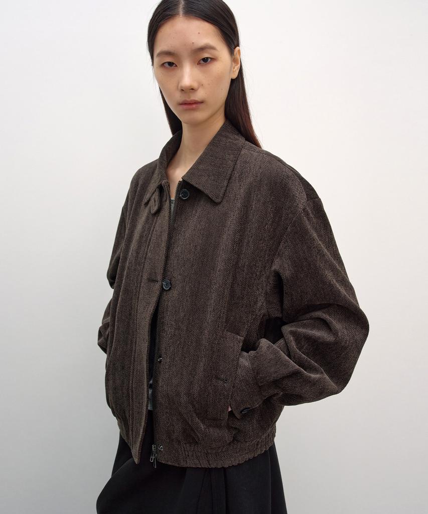 INSILENCE WOMEN Herringbone Velvet Blouson Brown