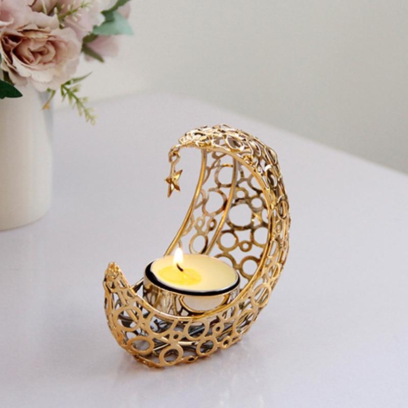 Moon Shaped Candle Holder Tealight Holder Metal Moon Candle Stand Candlestick for Christmas Dining Wedding Home Decors
