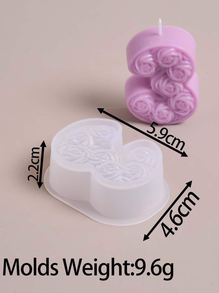 DIY Роза Цифра Свеча-Украшение на День Рождения Силиконовая Форма Ручная Работа Ароматические Свечи Материалы для Изготовления Гипсовые Поделки Формы для Заливки Подарки