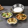 Korean Stainless Steel Round Storage Tray Western Food Serving Plate Dessert Cake Flat Dinners Dishes Kitchen Metal Tableware