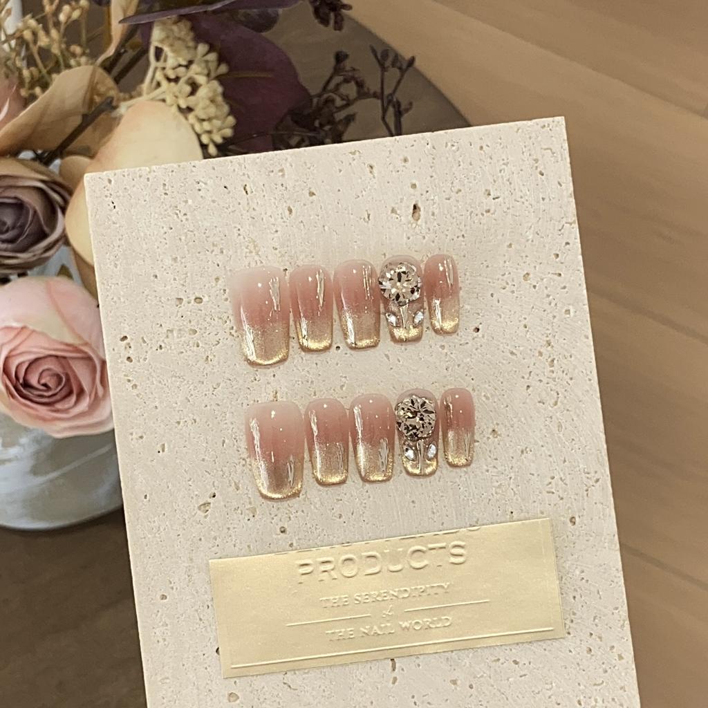 Naked Pink Gradient Golden Cat Eye Magic Mirror Powder Big Round Diamond Dawn Flower Removable Wearable Armor