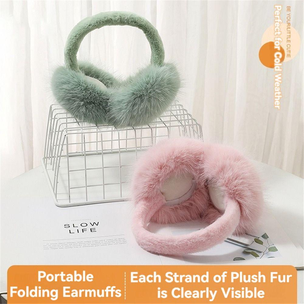 Comfortable Winter Earmuffs Foldable Fluffy Earflaps Outdoor Women Men Ear Warmer  for Cold Weather
