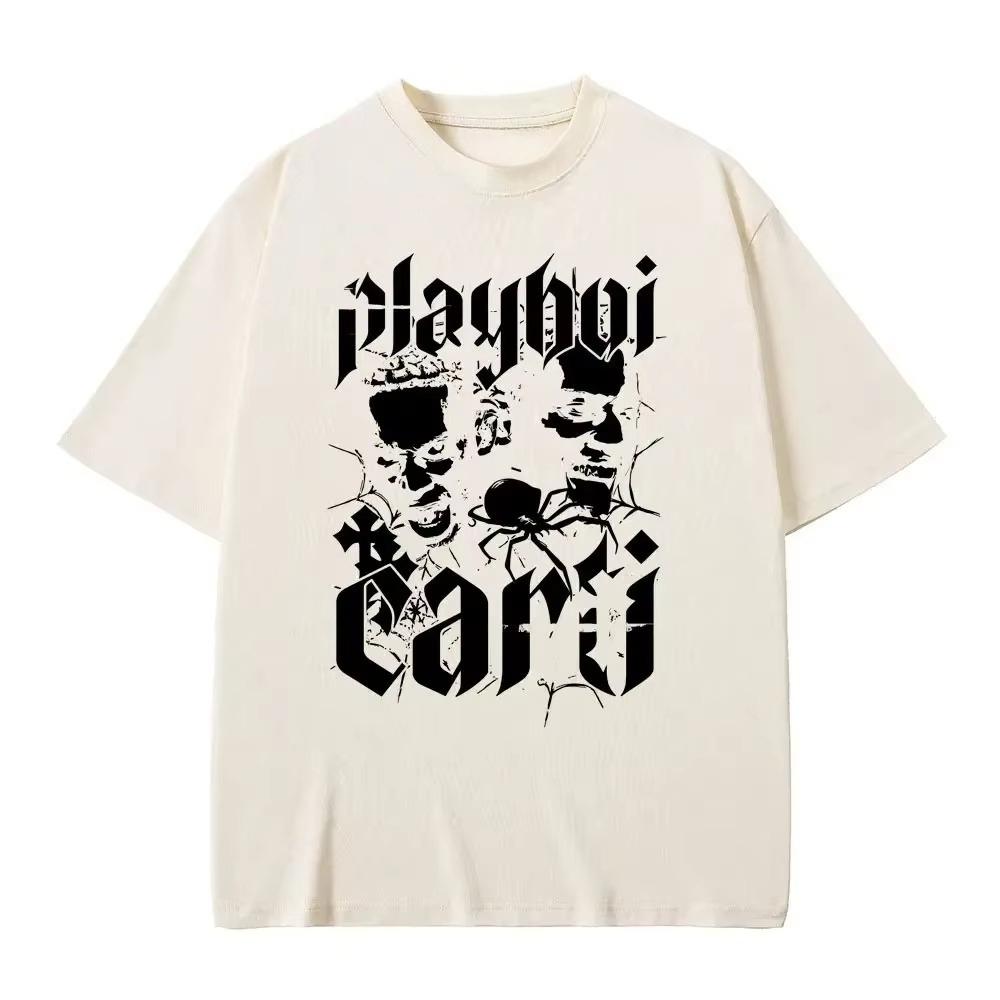 Набор из футболки с принтом рэпера Playboi Carti Мужской Хип-Хоп Весна-Лето 2026 Новая Мода Поп-музыка Футболка с коротким рукавом Шорты