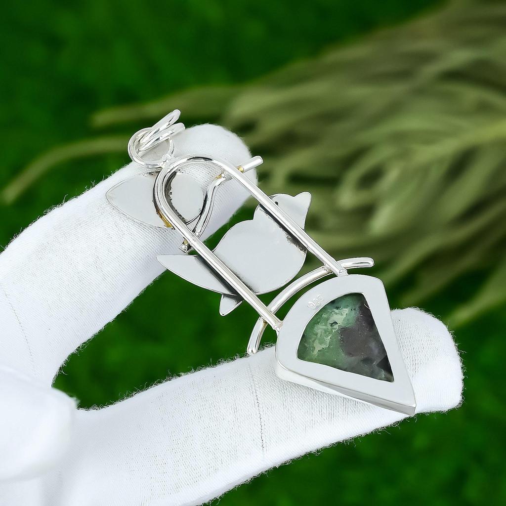 Natural Ruby Zosite Gemstone Pendant Handmade 925 Sterling Silver Indian Jewelry