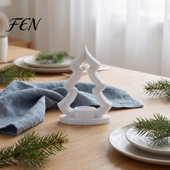 Decorative PLA Candle Holder Christmas Tree Holder, 3D Printed Tealight Stand, Rustic Tea Light Stand Farmhouse Dining Table Centerpiece for