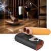 Black Leather Cedar Wood 2 Tube Travel Cigar Case Humidor with Cigar Cutter
