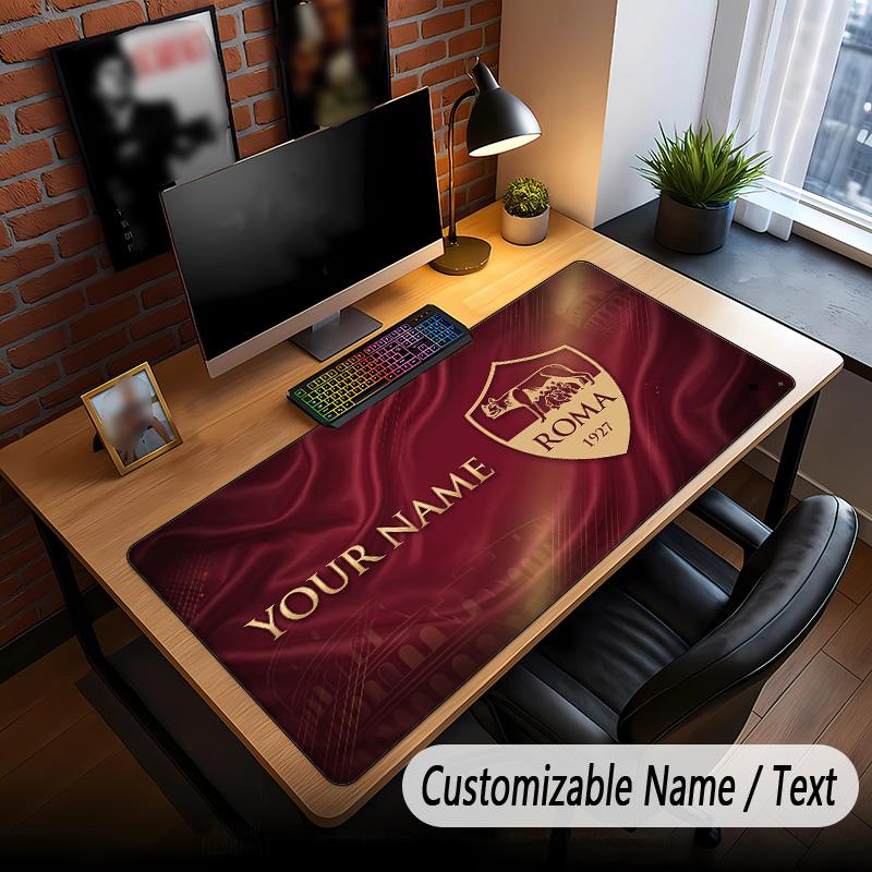 Large Mouse Pad AS Roma FC Print Custom Name Text Desk Mat for Office Gaming