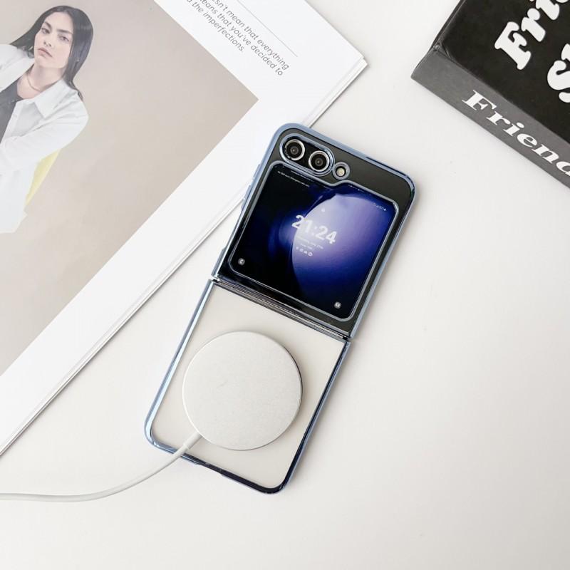 Electroplate Clear Magnetic Wireless Charging Case Galaxy Z Flip 8/7/6/5/4/3 Shockproof Protective Cover