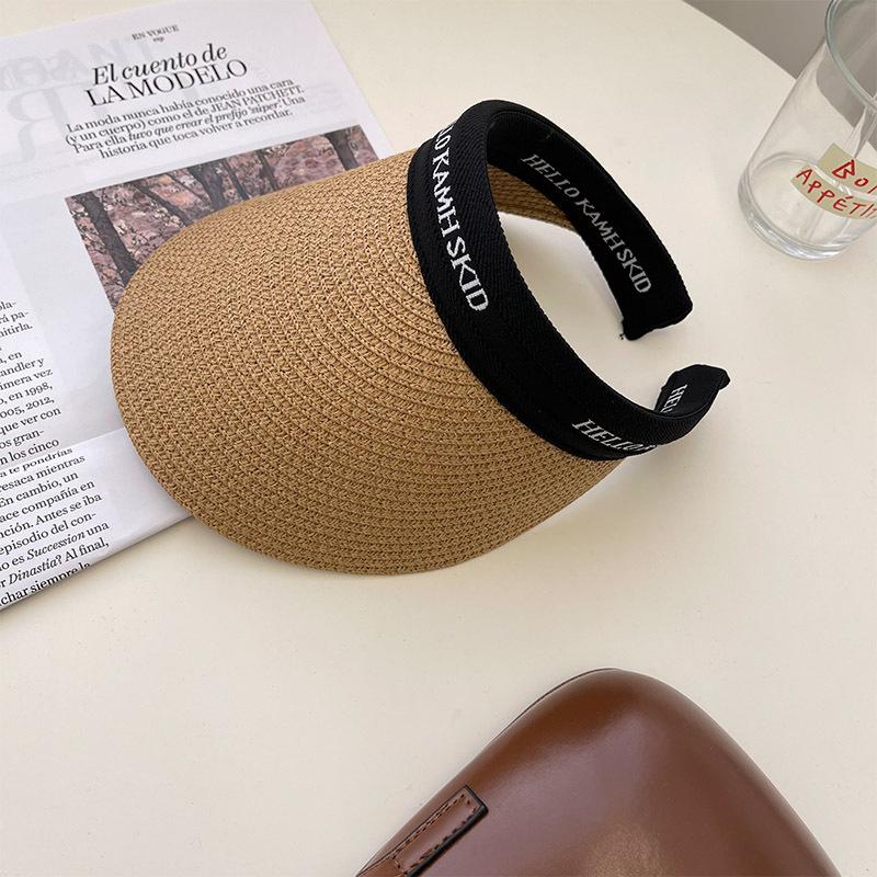 Новая пустая шляпа-козырек для женской защиты от солнца на море, защита от солнца и УФ-излучения, соломенная шляпа от солнца для лета, закрывающая лицо