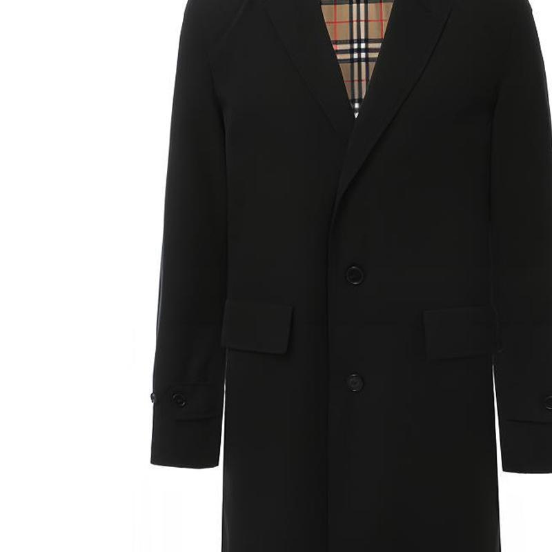 Burberry Coats Men's Black Lapel Moderate 80144081