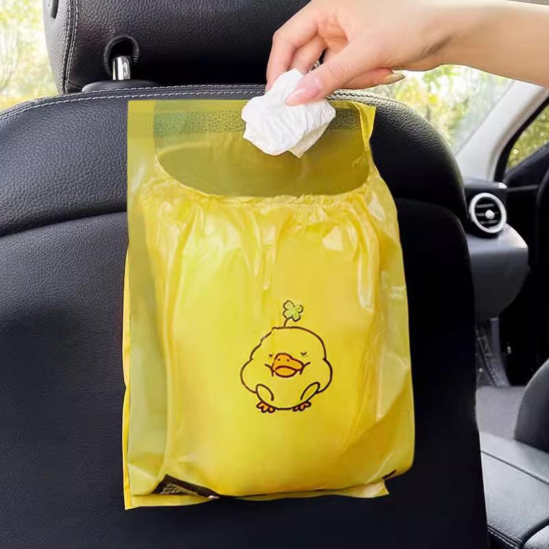 15/30Pcs Adhesive Car Trash Bag Disposable Car Interior Hanging Multi-Functional Clean Bag Small Plastic Bag Car Garbage Bin
