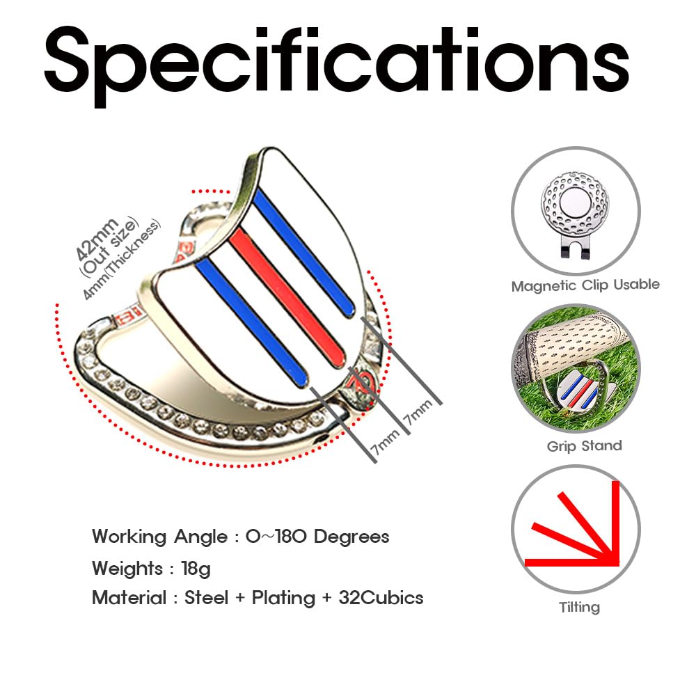 BIRDIE79 маркер для игры в гольф, маркер для игры в гольф, 2-х элементный, с тройной дорожкой, регулируемым наклоном, кубические бусины для улучшенной видимости и идеального удара