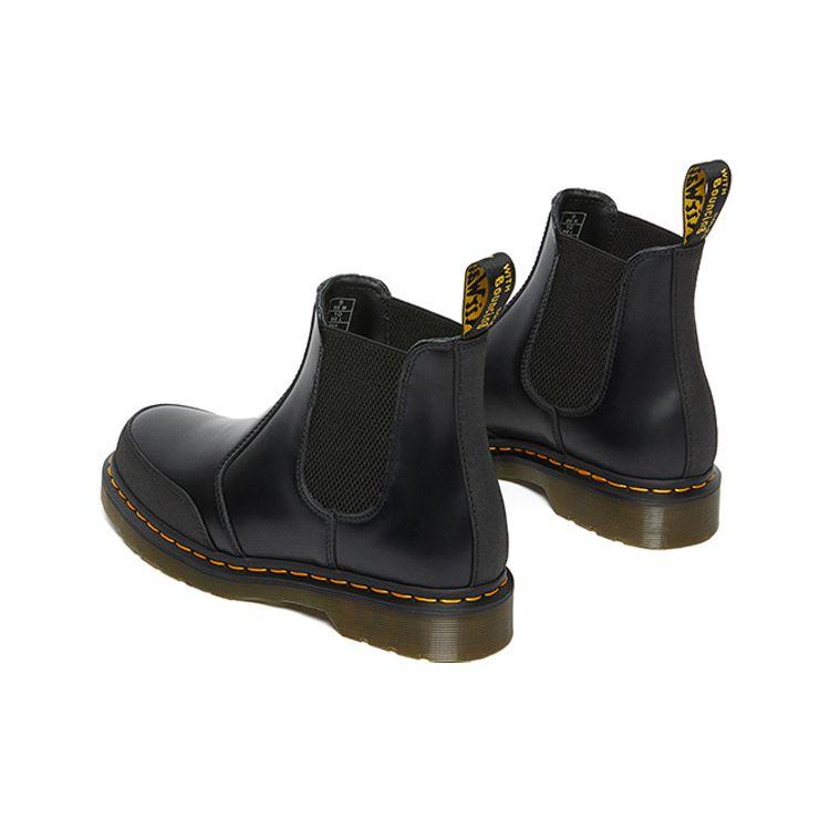 Dr. Martens 2976 Кожаные глянцевые лоскутные короткие челси Унисекс ботинки Черные 27479001