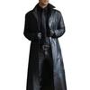 Mens Vintage Long Leather Jackets Autumn Winter Medieval Steampunk PU Leather Trenchcoat Plus Size S-5XL