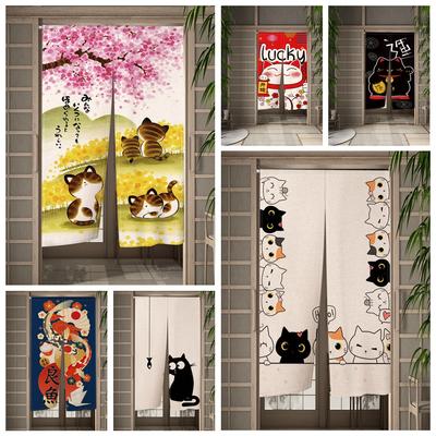 Японская занавеска для двери Noren Ukiyo-e, цветная занавеска Lucky Cat, окрашенная серия для кухни, спальни, коридора, затенение, вход, настраиваемая