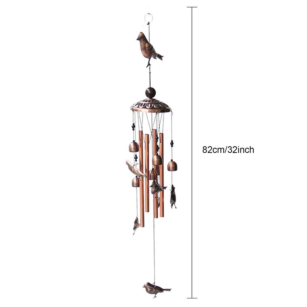Vintage Metal Wind Chimes Bird Owl Wind Chimes Retro Brass Wind Chimes With S-Shaped Hook Dercoration For Indoor Outdoor Nordic