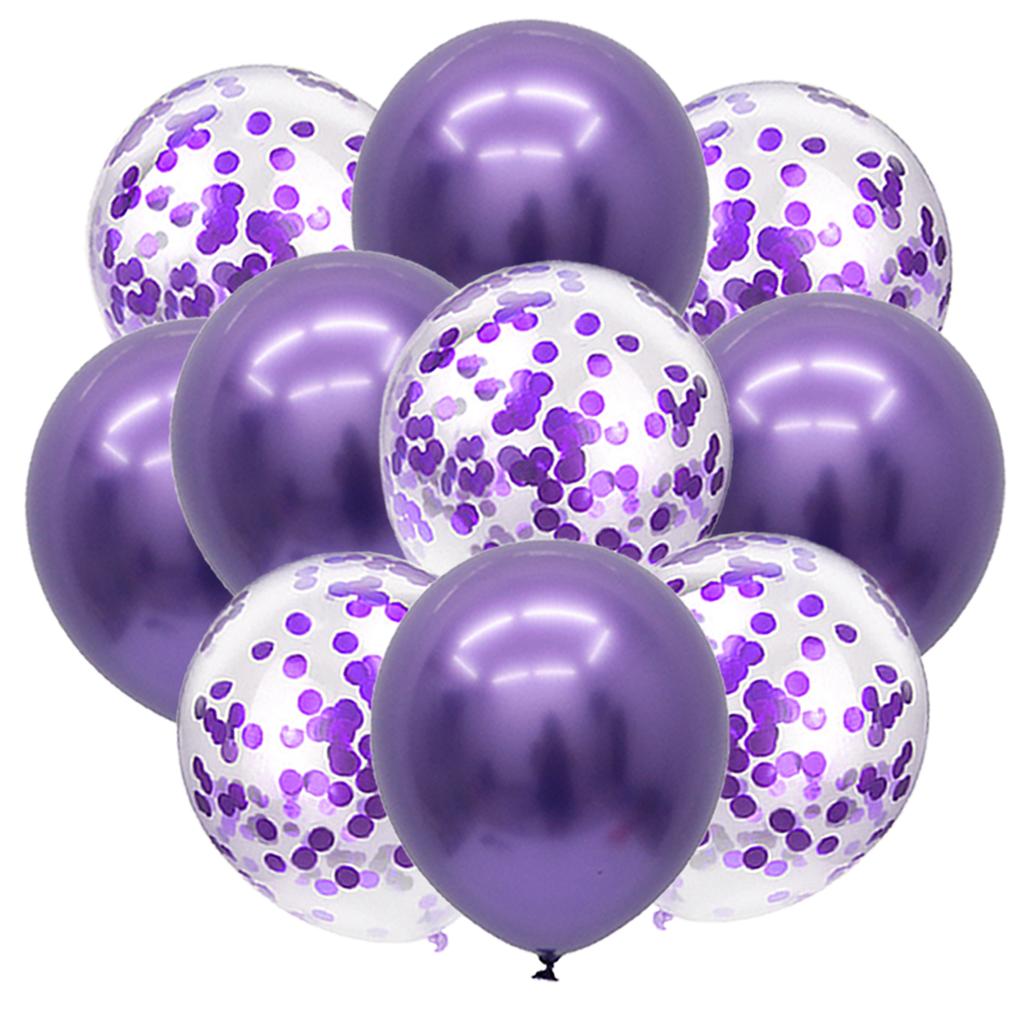 10PCS Gold Silver Metal Latex Confetti Balloons Baby Shower Wedding New Year Birthday Party Decorations Matte