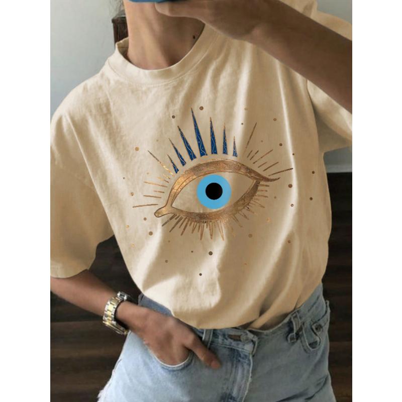 Женская футболка с коротким рукавом и принтом глаз