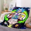 1Pc Psychedelic Rick Morty Adventure Flannel Blanket, Soft And Comfortable, Casual Warm, Camping Travel, Christmas, Halloween Xmas Gift L1511