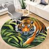 1pc Tiger Jungle Print Chair Carpet for Office, Round Non Slip Durable Large Size Office Carpet, Suitable for Office