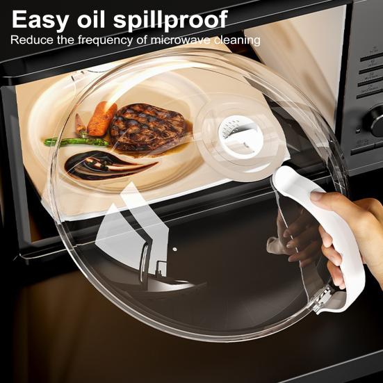 Microwave Splash Cover Heat-Resistant Splatter Cover BPA-Free Transparent Lid with Adjustable Vent & Cool-Touch Handles Anti-Splash Food Protector for