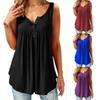 Women Solid Color U Neck Camisole Sleeveless Pleated Tank Top Button Loose Vest Womens Summer Tank Tops Women Top Clothes