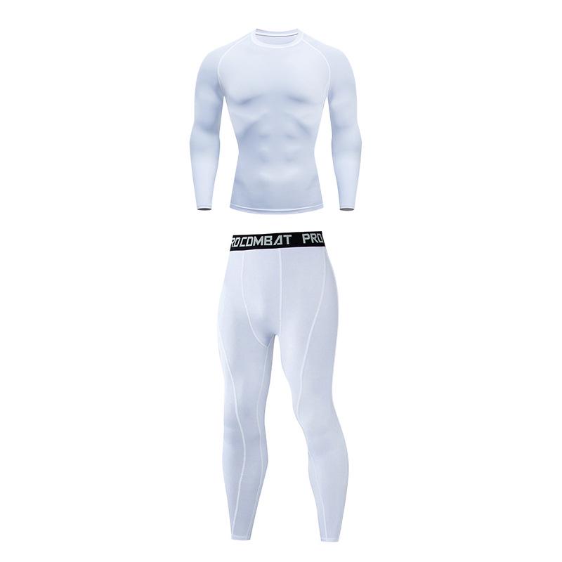 Мужской спортивный фитнес-комплект с быстрой сушкой: Дышащий топ с длинным рукавом и высокоэластичные брюки для баскетбола, бега, футбола и тренировок