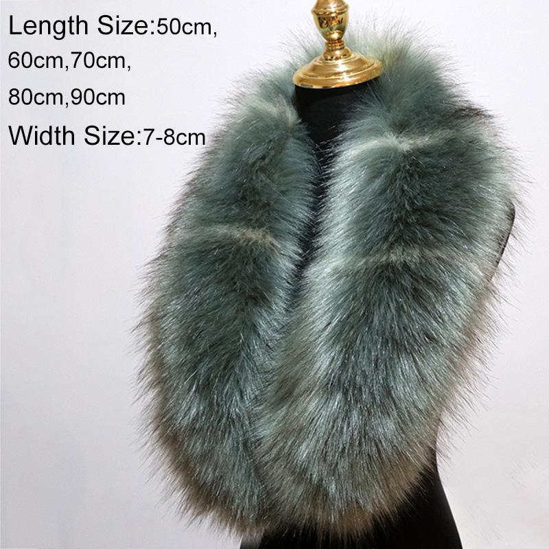 Winter Large Faux Fox Fur Collar Fake Fur Coat Scarves Luxury Women Men Jackets Hood Shawl Decor Female Neck Collar Wraps