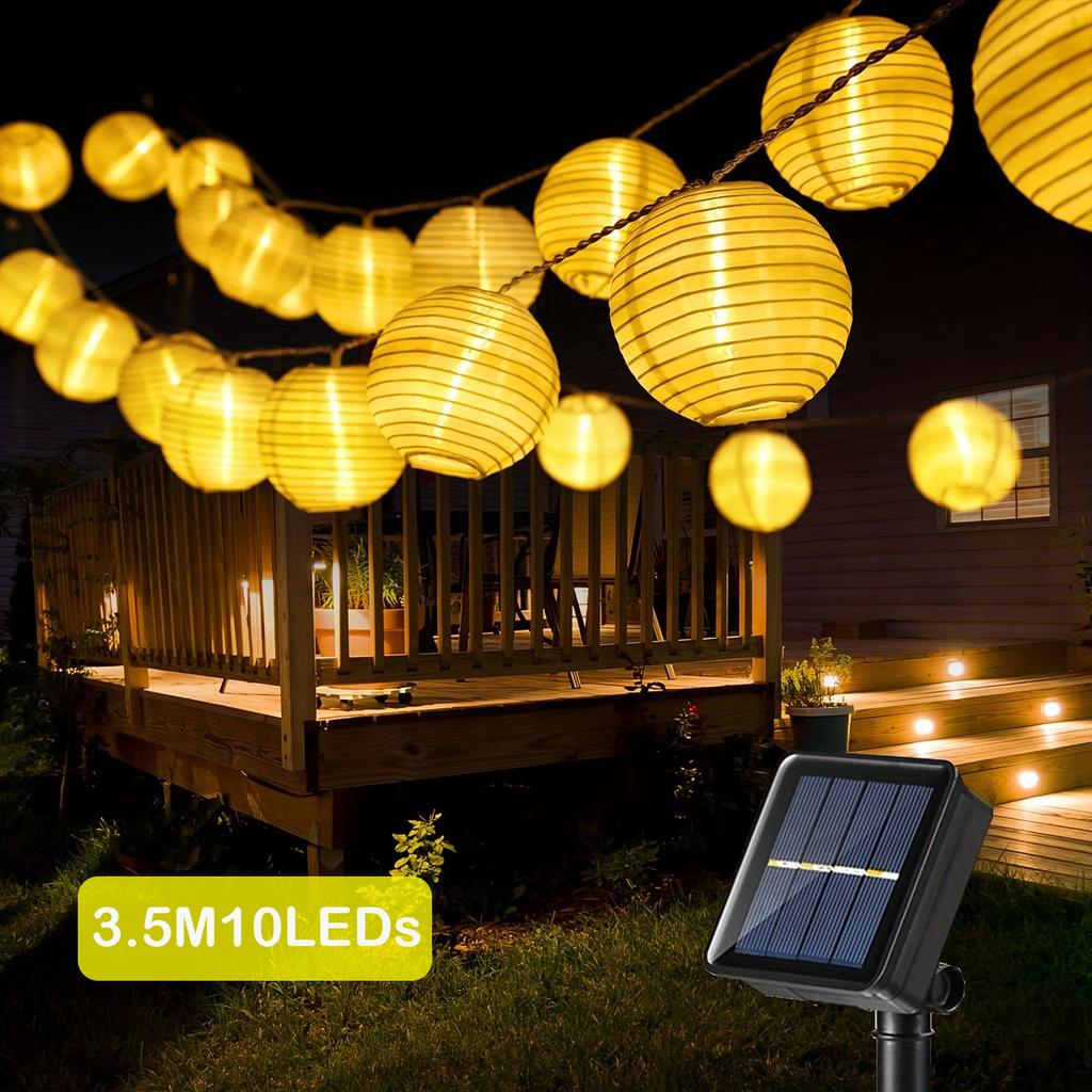 Solar LED String Lights Outdoor Lantern Fairy String Lights 8 Mode Lighting Camping Lamp for Patio Wedding Party Christmas Decor