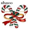 Rinhoo Enamel Christmas Crutch Brooches Pins Rhinestone Lucky Fruit Hat Glove Boot Sock Angel Sled Gift Box Badge New Year Gifts