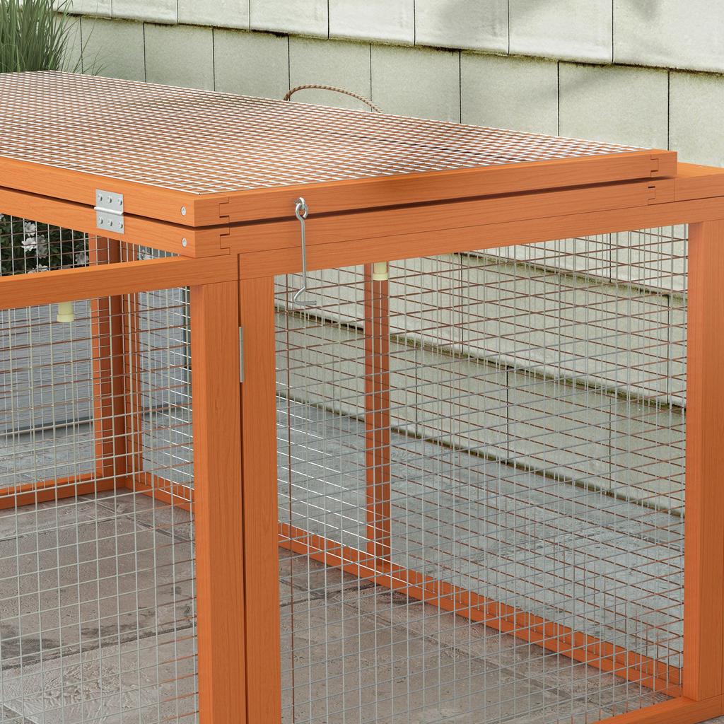 Wooden Folding Rabbit Hutch, for 2-3 Rabbits - Orange