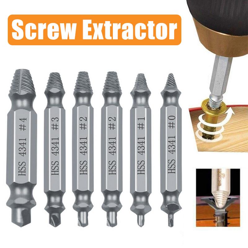 Набор из 6 предметов для извлечения поврежденных винтов, двусторонние съемники, ручной инструмент с футляром
