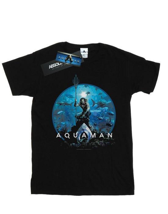 DC Comics Womens/Ladies Aquaman Circle Poster Cotton Boyfriend T-Shirt