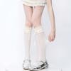 White Velvet Calf-Length Ballet Socks with Lace Trim - Lolita Japanese Style