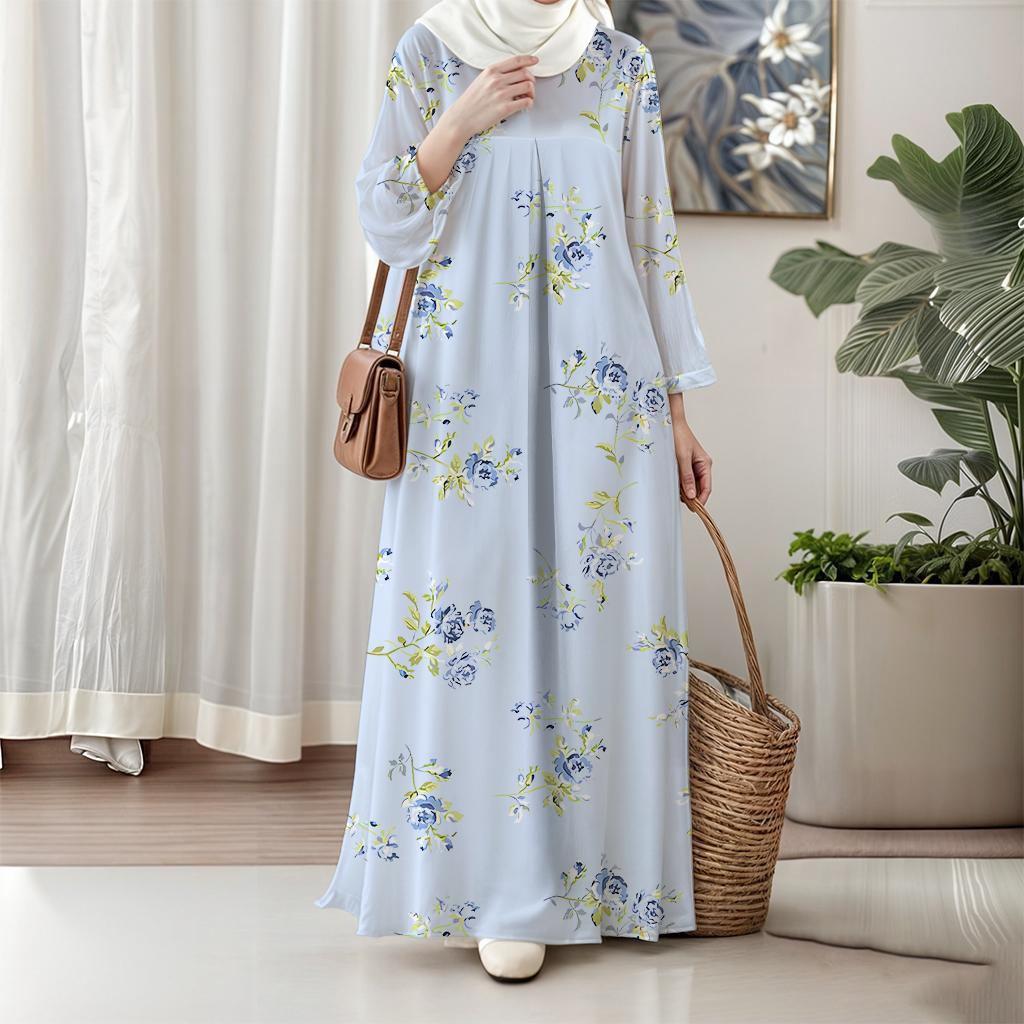 Мусульманская длинная юбка, Женское платье с длинным рукавом, Бохо стиль, Элегантное и модное, Цветочный дизайн, Подходит для 2025 года и далее