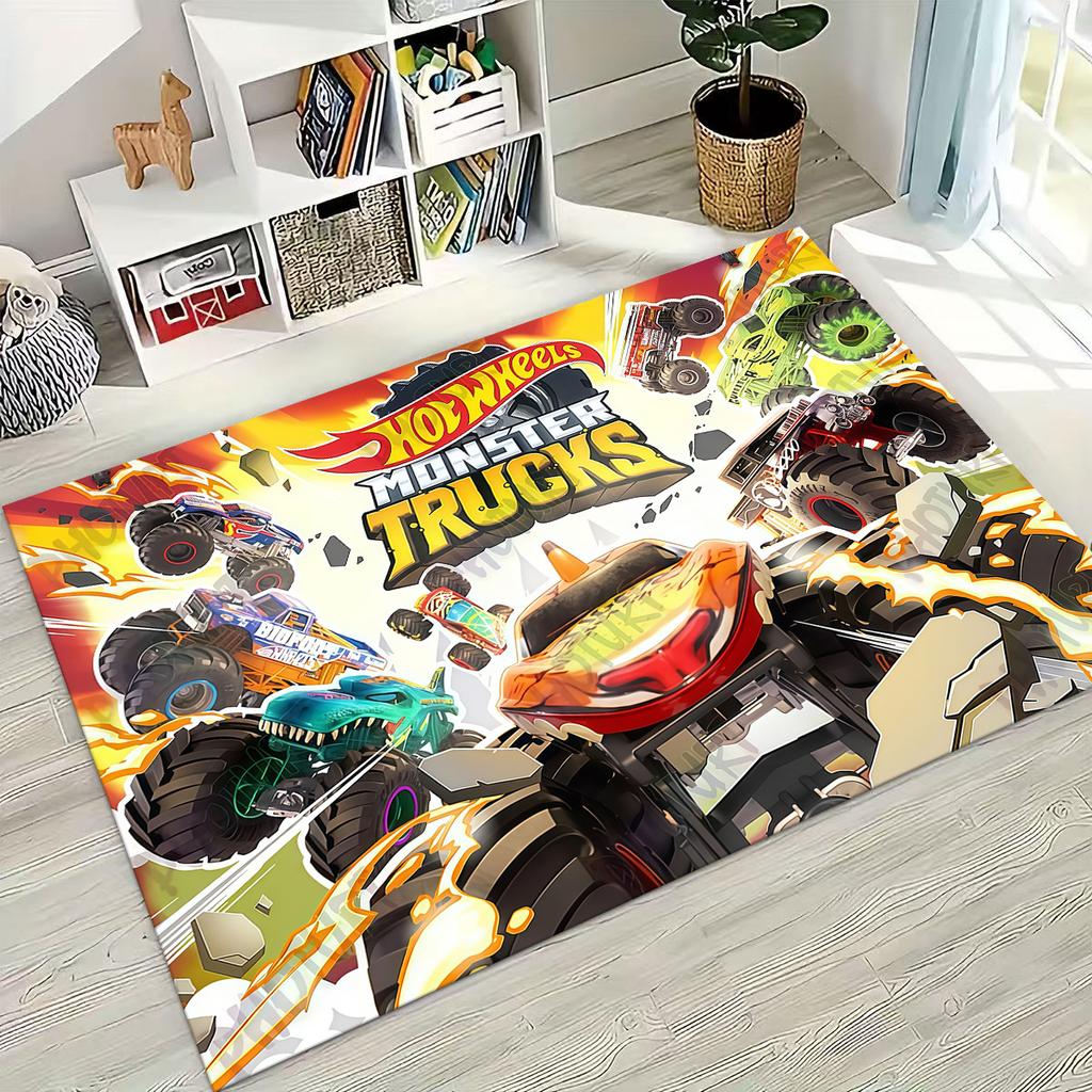 Мультяшный ковер-дорожка Hot Wheels, гоночная машина, арт-коврик для спальни, гостиной, дивана, декора для дома, большой нескользящий напольный коврик